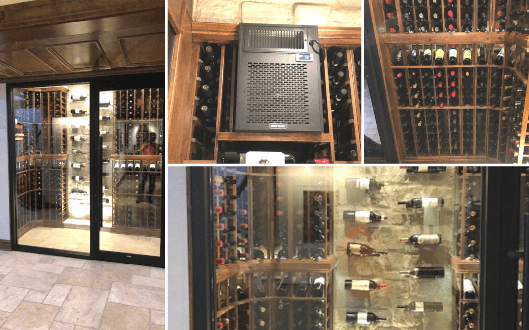 Glass enclosed wine cellar designed and installed by MAC in Kansas City
